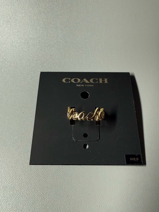 Coach Jewelry - Coach Gold Script Logo Ring Crystal Accent Size 8 NWT- Price os Firm